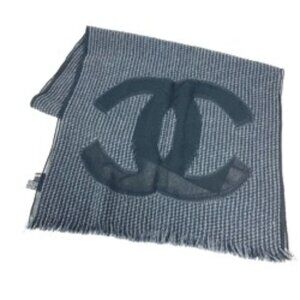 CHANEL CC Coco Mark Fringe Sheer Scarf Shawl Stole